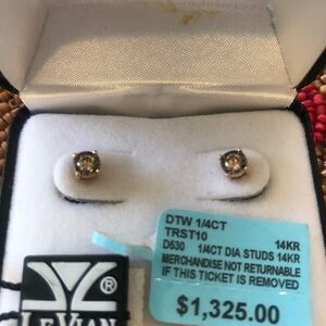 Levian 14KT Rose Gold Diamond Earrings 1/4 CT